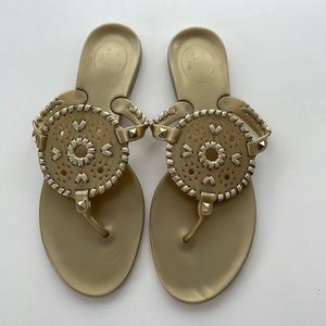 Jack Rogers gold flip flops. Perfect for summer! Excellent condition.